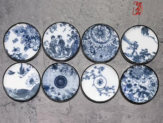 Chinese Exquisite Ceramics，Coasters|Set of 8 Drink Coasters,Unique Christmas Gift ,Table MatsHousewarming Gift,New Home Gift