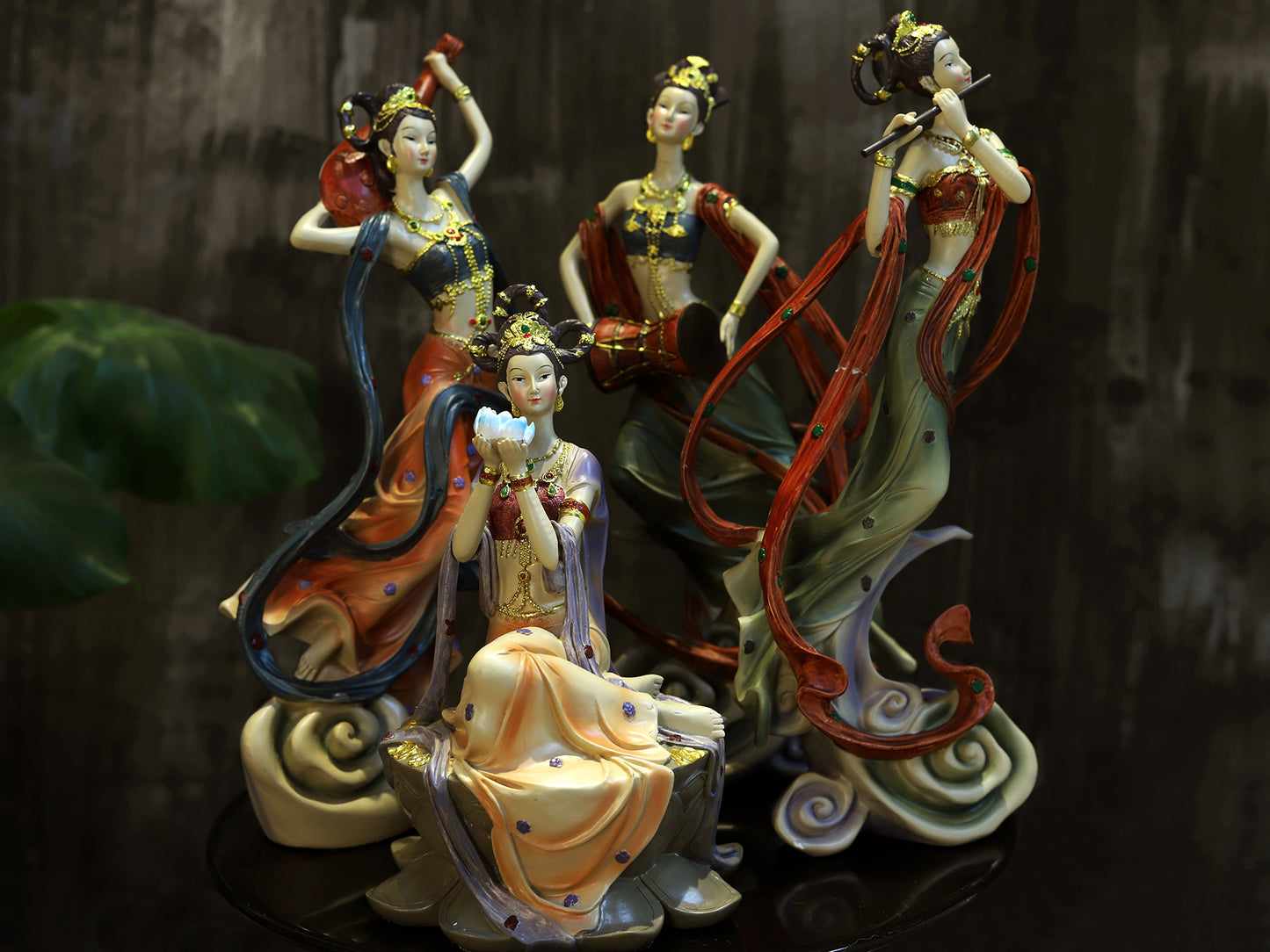 Chinese art, sculpture, Dunhuang Feitian, Four beautiful girls flying with musical instruments