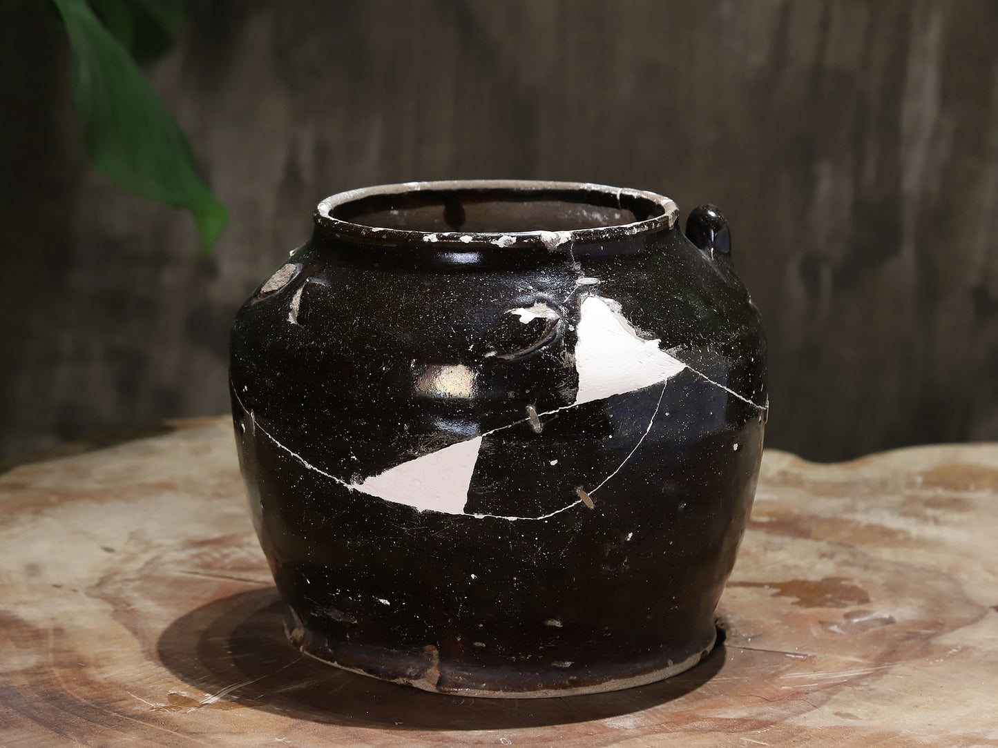 Chinese  Lingnan folk pottery jars, damaged, repaired, traditional repair techniques